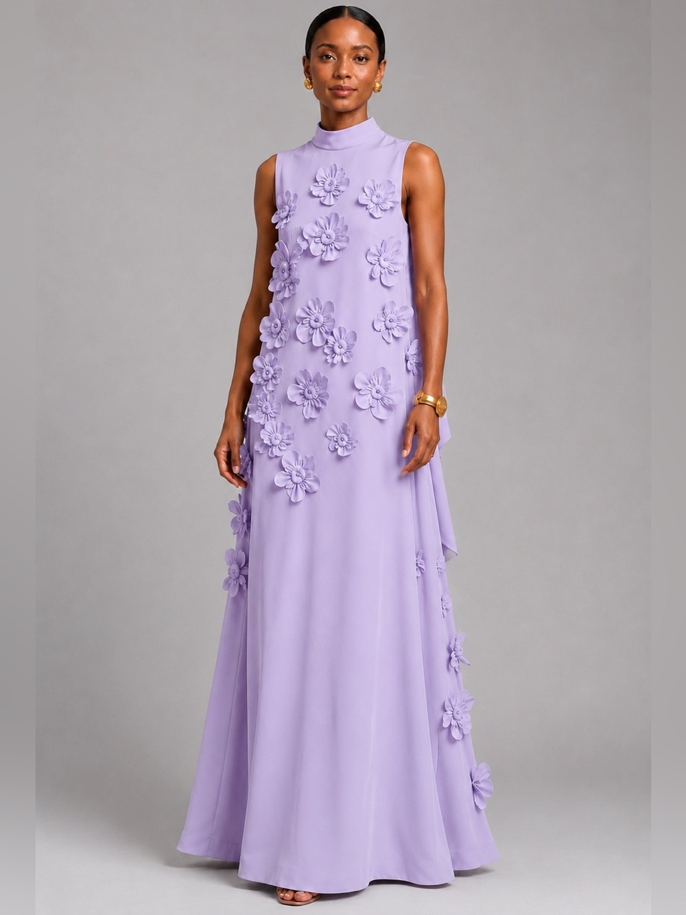 NWT Luxe Lavender 3D Floral
Appliqué Couture Maxi Dress Size 16W
